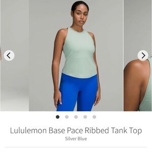 Lululemon Base Pace Ribbed Tank Top - Silver Blue
